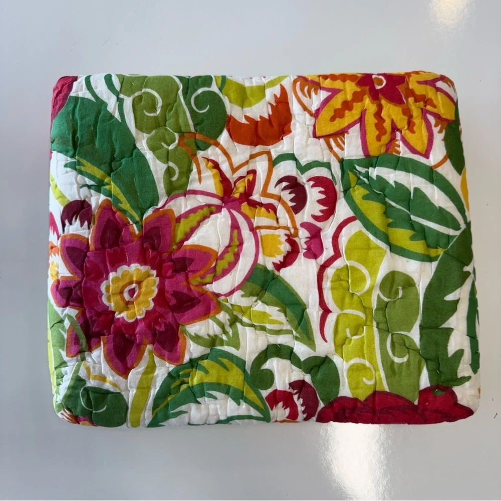 Pottery Barn Harper Quilted Sham 26x26 Euro Sham Multicolor Tropical Floral NEW